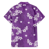 Hawaii Monstera Deliciosa Family Matching Long Sleeve Bodycon Dress and Hawaiian Shirt Purple Plumeria Polynesian Pattern - Polynesian Pride