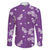 Hawaii Monstera Deliciosa Family Matching Long Sleeve Bodycon Dress and Hawaiian Shirt Purple Plumeria Polynesian Pattern - Polynesian Pride