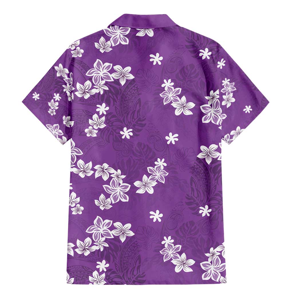 Hawaii Monstera Deliciosa Family Matching Mermaid Dress and Hawaiian Shirt Purple Plumeria Polynesian Pattern - Polynesian Pride
