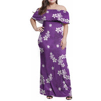 Hawaii Monstera Deliciosa Family Matching Off Shoulder Maxi Dress and Hawaiian Shirt Purple Plumeria Polynesian Pattern LT05 Mom's Dress Purple - Polynesian Pride