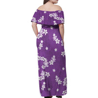 Hawaii Monstera Deliciosa Family Matching Off Shoulder Maxi Dress and Hawaiian Shirt Purple Plumeria Polynesian Pattern LT05 - Polynesian Pride