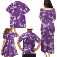 Hawaii Monstera Deliciosa Family Matching Puletasi and Hawaiian Shirt Purple Plumeria Polynesian Pattern - Polynesian Pride