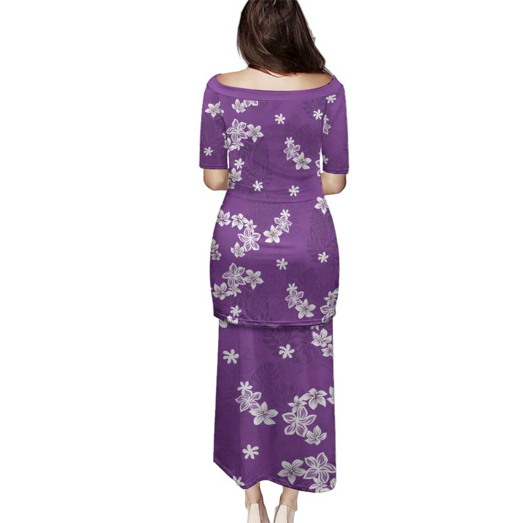 Hawaii Monstera Deliciosa Family Matching Puletasi and Hawaiian Shirt Purple Plumeria Polynesian Pattern - Polynesian Pride