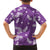 Hawaii Monstera Deliciosa Family Matching Short Sleeve Bodycon Dress and Hawaiian Shirt Purple Plumeria Polynesian Pattern - Polynesian Pride