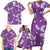 Hawaii Monstera Deliciosa Family Matching Short Sleeve Bodycon Dress and Hawaiian Shirt Purple Plumeria Polynesian Pattern - Polynesian Pride