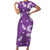 Hawaii Monstera Deliciosa Family Matching Short Sleeve Bodycon Dress and Hawaiian Shirt Purple Plumeria Polynesian Pattern - Polynesian Pride