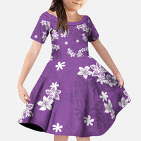 Hawaii Monstera Deliciosa Family Matching Summer Maxi Dress and Hawaiian Shirt Purple Plumeria Polynesian Pattern LT05 Daughter's Dress Purple - Polynesian Pride