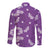 Hawaii Monstera Deliciosa Long Sleeve Button Shirt Purple Plumeria Polynesian Pattern - Polynesian Pride
