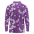 Hawaii Monstera Deliciosa Long Sleeve Polo Shirt Purple Plumeria Polynesian Pattern - Polynesian Pride