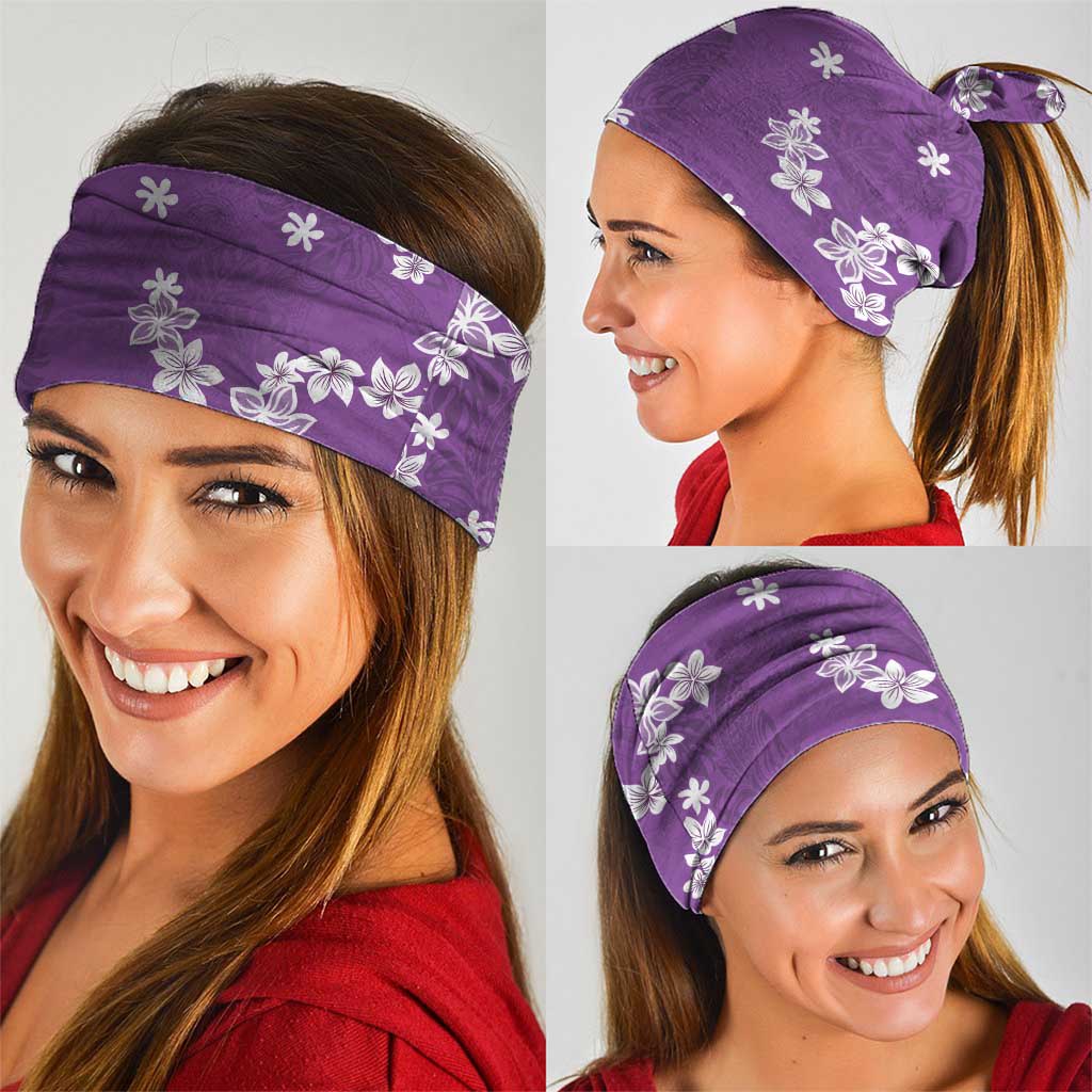 Hawaii Monstera Deliciosa Neck Gaiter Purple Plumeria Polynesian Pattern - Polynesian Pride