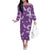 Hawaii Monstera Deliciosa Off The Shoulder Long Sleeve Dress Purple Plumeria Polynesian Pattern - Polynesian Pride