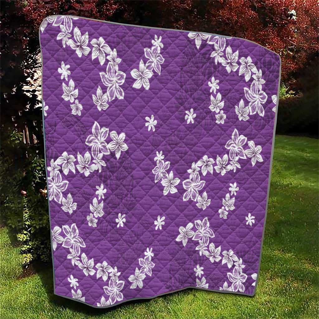 Hawaii Monstera Deliciosa Quilt Purple Plumeria Polynesian Pattern - Polynesian Pride