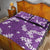 Hawaii Monstera Deliciosa Quilt Bed Set Purple Plumeria Polynesian Pattern - Polynesian Pride