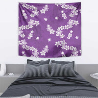 Hawaii Monstera Deliciosa Tapestry Purple Plumeria Polynesian Pattern - Polynesian Pride