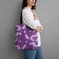 Hawaii Monstera Deliciosa Tote Bag Purple Plumeria Polynesian Pattern - Polynesian Pride