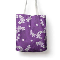 Hawaii Monstera Deliciosa Tote Bag Purple Plumeria Polynesian Pattern - Polynesian Pride
