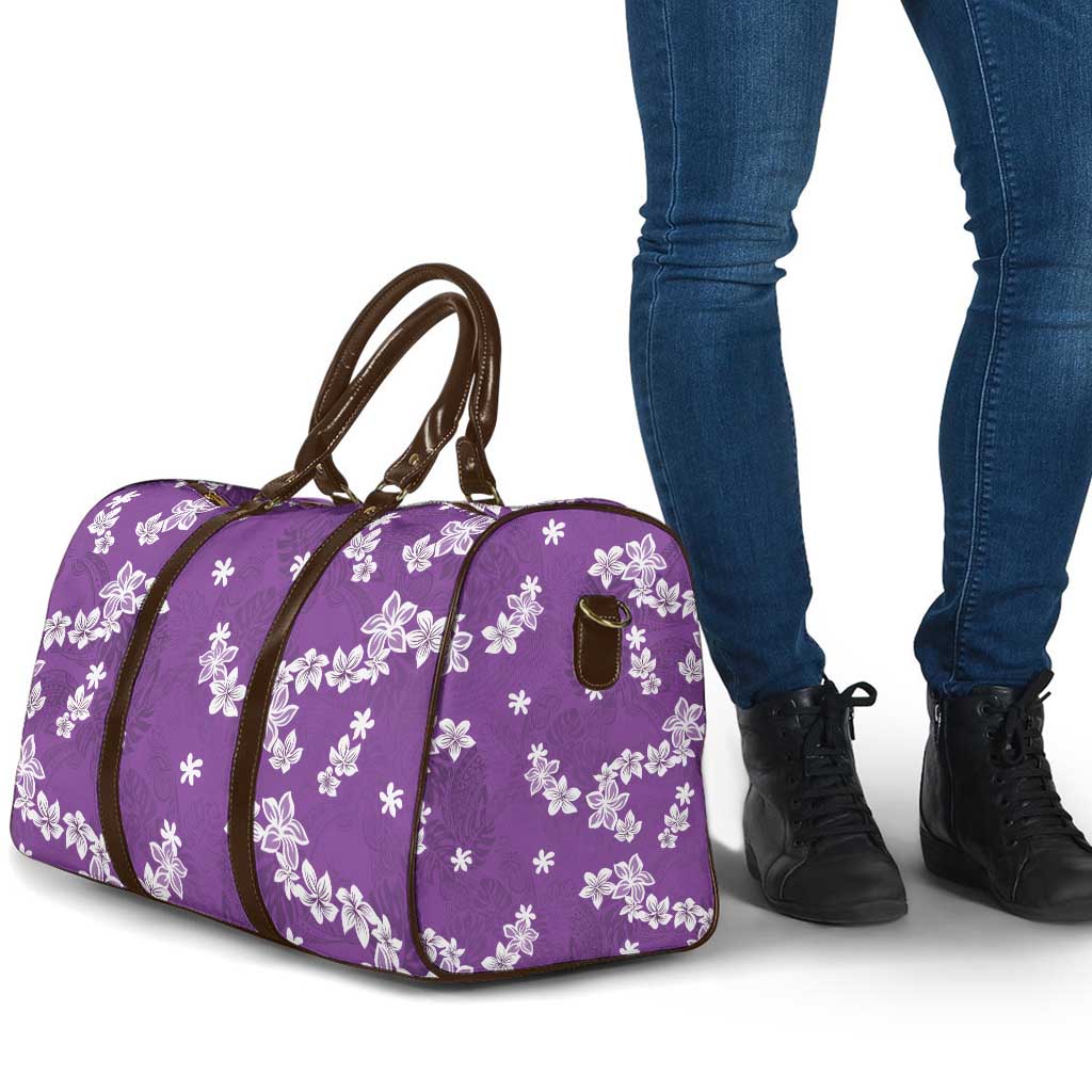 Hawaii Monstera Deliciosa Travel Bag Purple Plumeria Polynesian Pattern - Polynesian Pride