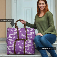 Hawaii Monstera Deliciosa Travel Bag Purple Plumeria Polynesian Pattern - Polynesian Pride