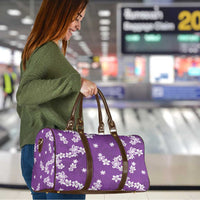 Hawaii Monstera Deliciosa Travel Bag Purple Plumeria Polynesian Pattern - Polynesian Pride