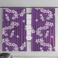 Hawaii Monstera Deliciosa Window Curtain Purple Plumeria Polynesian Pattern - Polynesian Pride