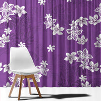 Hawaii Monstera Deliciosa Window Curtain Purple Plumeria Polynesian Pattern - Polynesian Pride