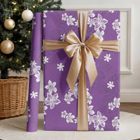 Hawaii Monstera Deliciosa Wrapping Paper Purple Plumeria Polynesian Pattern - Polynesian Pride