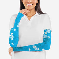 Hawaii Monstera Deliciosa Arm Sleeves Blue Plumeria Polynesian Pattern - Polynesian Pride