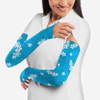Hawaii Monstera Deliciosa Arm Sleeves Blue Plumeria Polynesian Pattern - Polynesian Pride