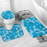 Hawaii Monstera Deliciosa Bathroom Set Blue Plumeria Polynesian Pattern - Polynesian Pride