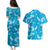 Hawaii Monstera Deliciosa Couples Matching Puletasi and Hawaiian Shirt Blue Plumeria Polynesian Pattern - Polynesian Pride