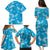 Hawaii Monstera Deliciosa Family Matching Puletasi and Hawaiian Shirt Blue Plumeria Polynesian Pattern - Polynesian Pride