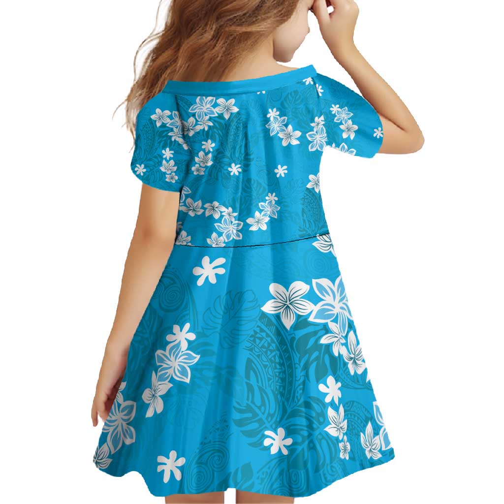 Hawaii Monstera Deliciosa Family Matching Summer Maxi Dress and Hawaiian Shirt Blue Plumeria Polynesian Pattern - Polynesian Pride