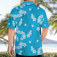 Hawaii Monstera Deliciosa Hawaiian Shirt Blue Plumeria Polynesian Pattern - Polynesian Pride
