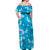 Hawaii Monstera Deliciosa Off Shoulder Maxi Dress Blue Plumeria Polynesian Pattern - Polynesian Pride