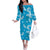 Hawaii Monstera Deliciosa Off The Shoulder Long Sleeve Dress Blue Plumeria Polynesian Pattern - Polynesian Pride