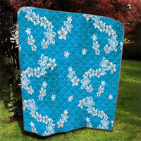 Hawaii Monstera Deliciosa Quilt Blue Plumeria Polynesian Pattern - Polynesian Pride