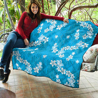 Hawaii Monstera Deliciosa Quilt Blue Plumeria Polynesian Pattern - Polynesian Pride