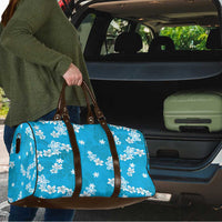 Hawaii Monstera Deliciosa Travel Bag Blue Plumeria Polynesian Pattern - Polynesian Pride