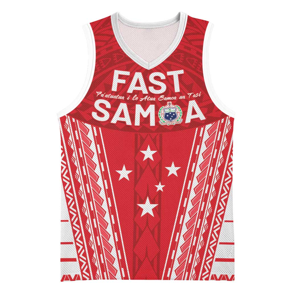 Samoa FAST Basketball Jersey Forever Proud Samoan Tribal Pattern - Polynesian Pride
