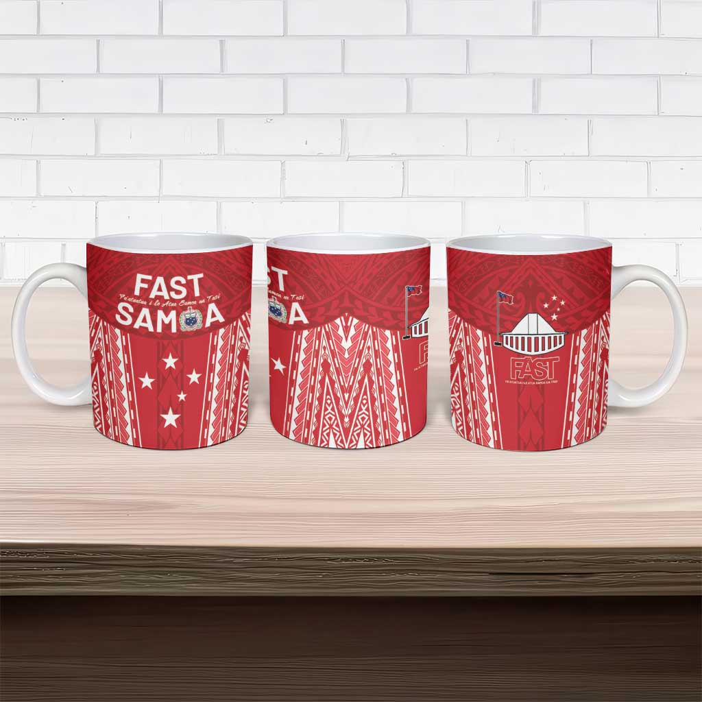 Samoa FAST Ceramic Mug Forever Proud Samoan Tribal Pattern - Polynesian Pride