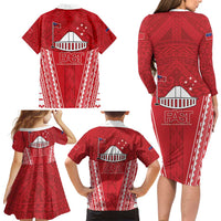 Samoa FAST Family Matching Long Sleeve Bodycon Dress and Hawaiian Shirt Forever Proud Samoan Tribal Pattern - Polynesian Pride