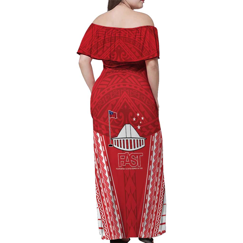 Samoa FAST Family Matching Off Shoulder Maxi Dress and Hawaiian Shirt Forever Proud Samoan Tribal Pattern - Polynesian Pride