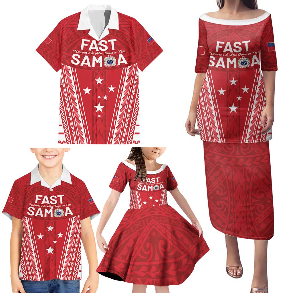 Samoa FAST Family Matching Puletasi and Hawaiian Shirt Forever Proud Samoan Tribal Pattern - Polynesian Pride