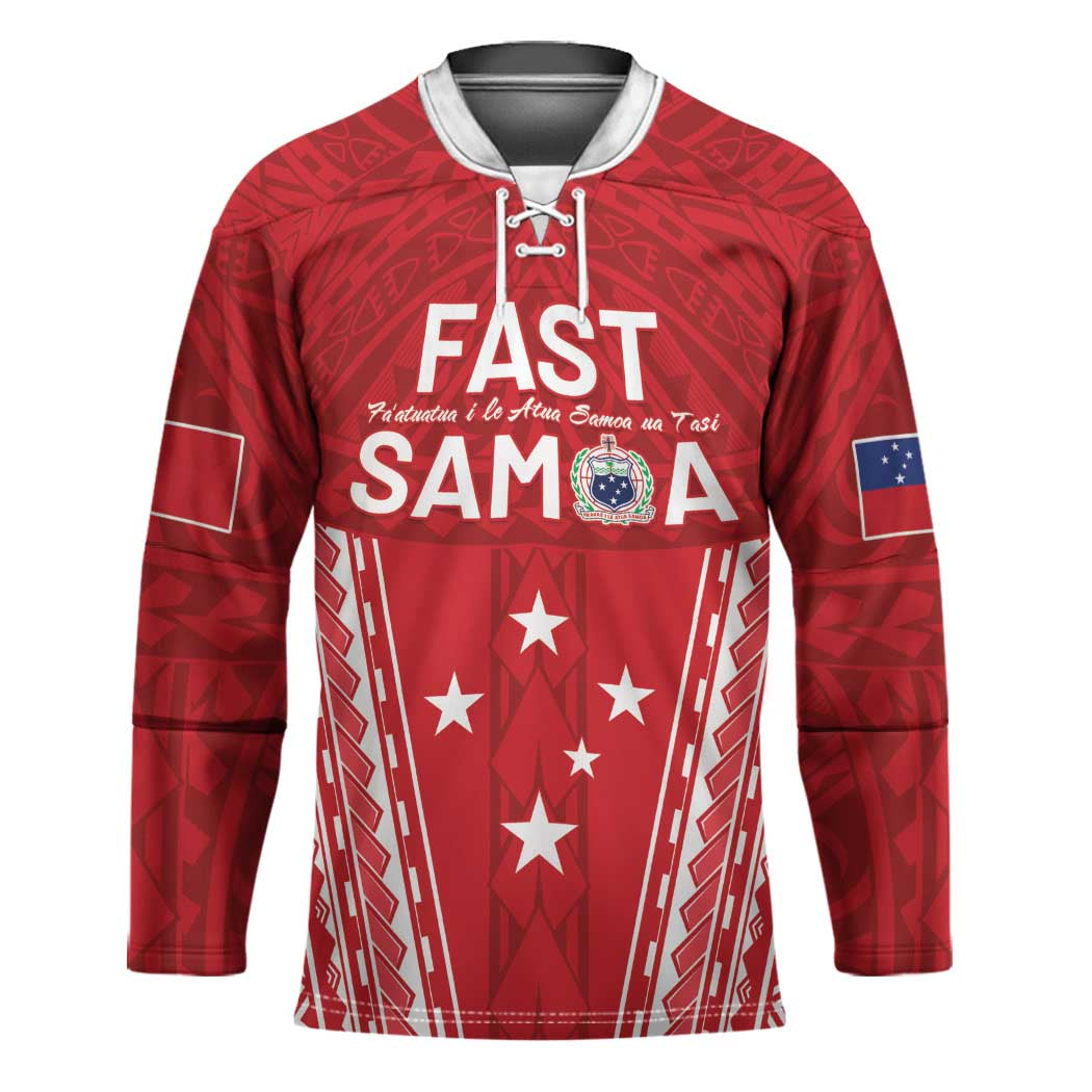 Samoa FAST Hockey Jersey Forever Proud Samoan Tribal Pattern - Polynesian Pride