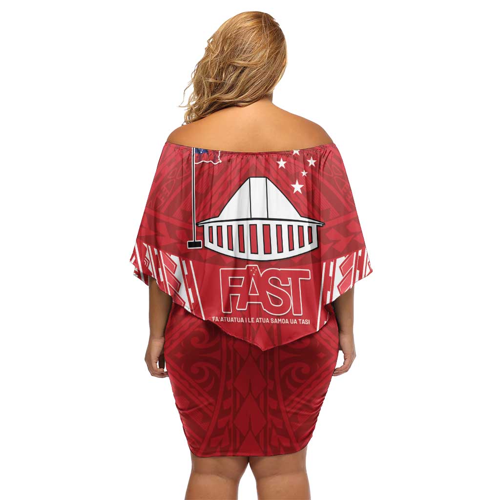 Samoa FAST Off Shoulder Short Dress Forever Proud Samoan Tribal Pattern - Polynesian Pride