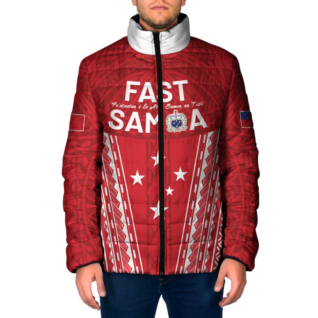 Samoa FAST Padded Jacket Forever Proud Samoan Tribal Pattern - Polynesian Pride