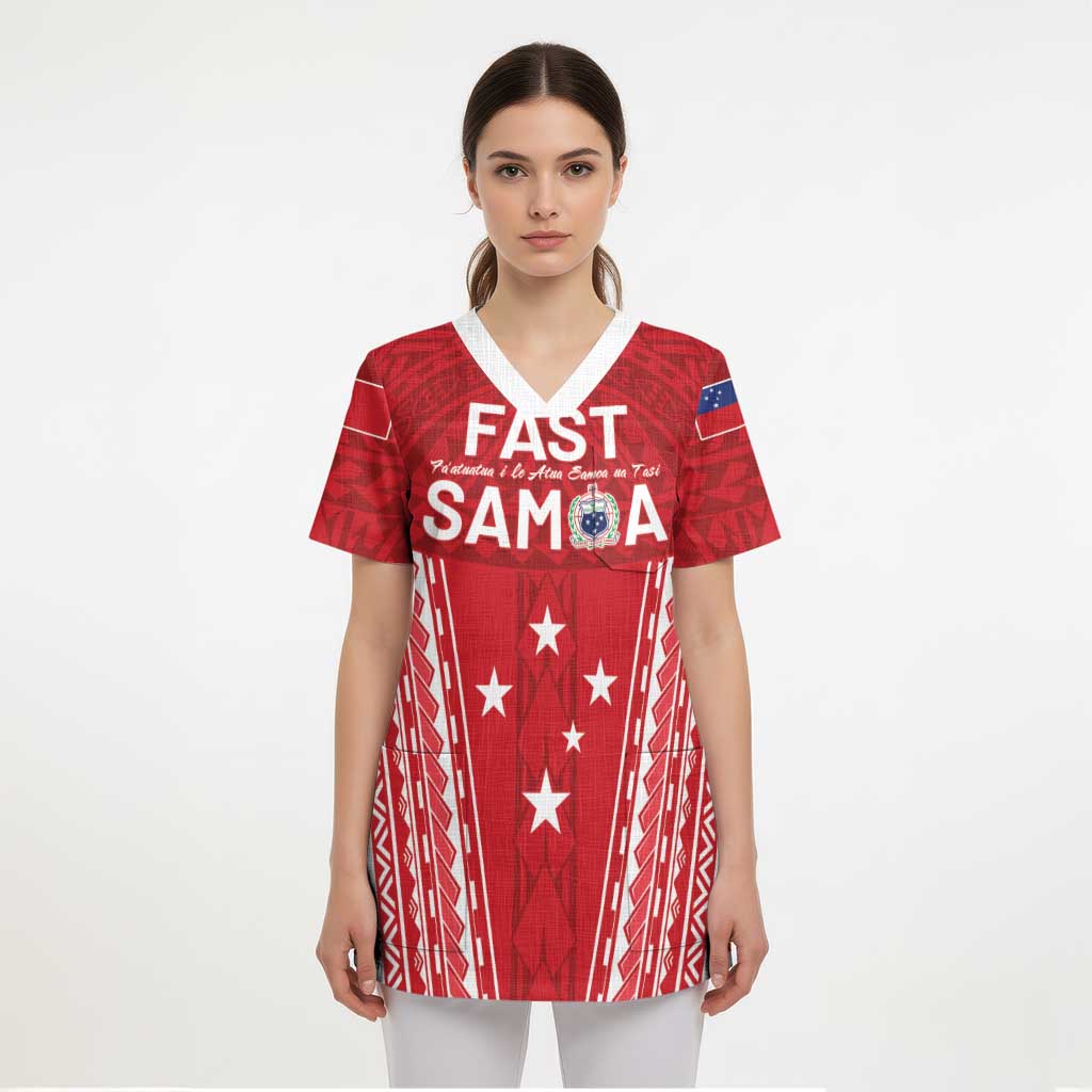 Samoa FAST Scrub Top Forever Proud Samoan Tribal Pattern - Polynesian Pride