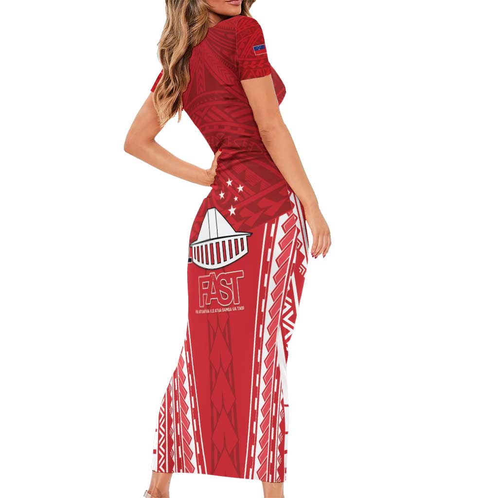 Samoa FAST Short Sleeve Bodycon Dress Forever Proud Samoan Tribal Pattern - Polynesian Pride