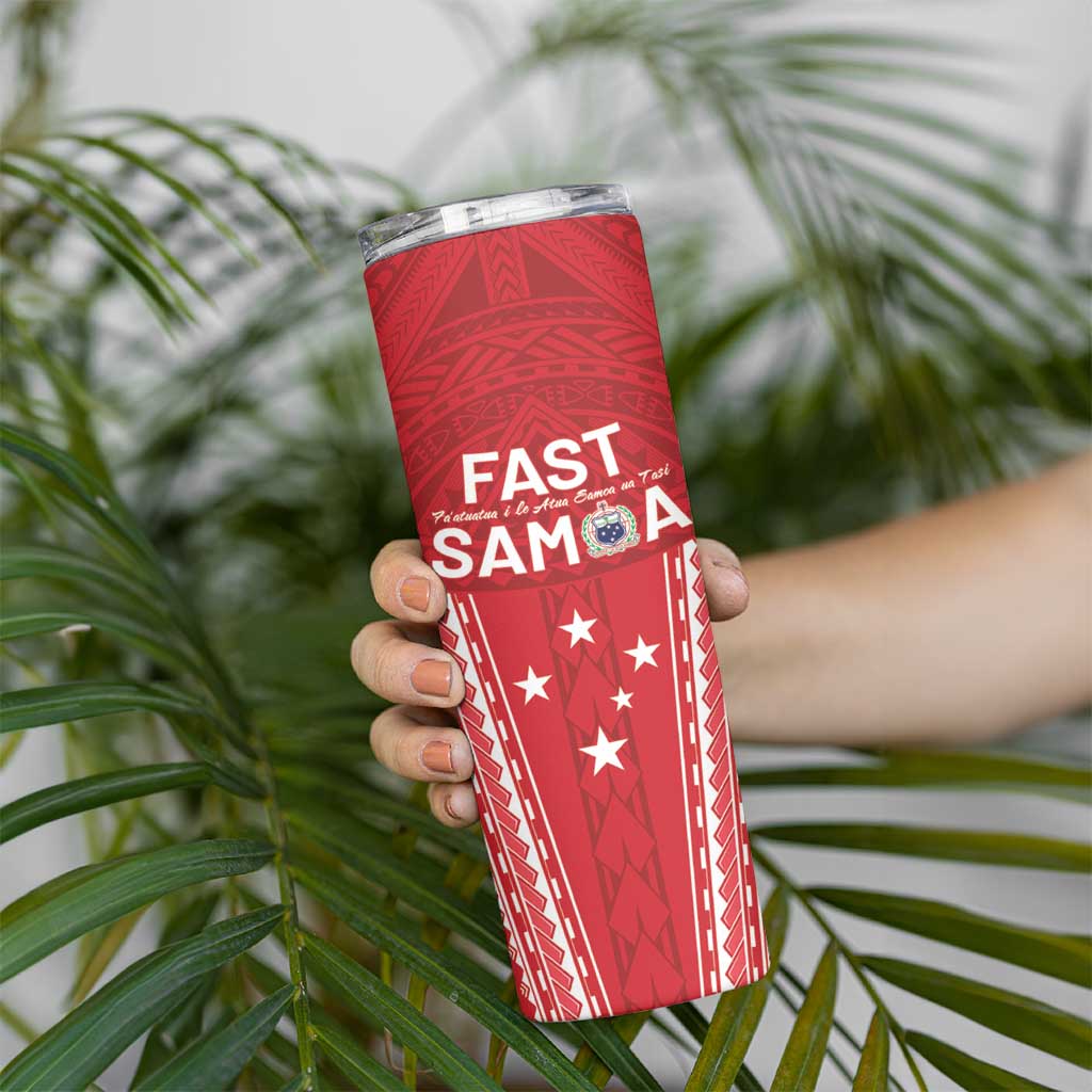 Samoa FAST Skinny Tumbler Forever Proud Samoan Tribal Pattern - Polynesian Pride
