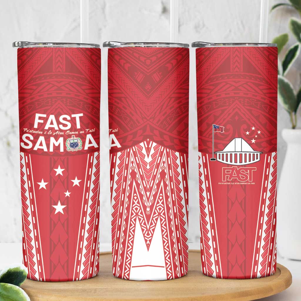 Samoa FAST Skinny Tumbler Forever Proud Samoan Tribal Pattern - Polynesian Pride